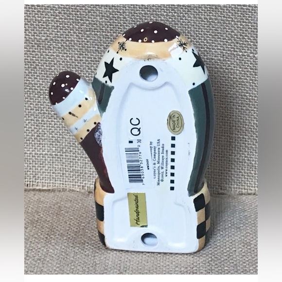 Mitten Tealight Candle Holder Ceramic Folk Art Rustic Farmhouse Decor Winter - Picture 3 of 7